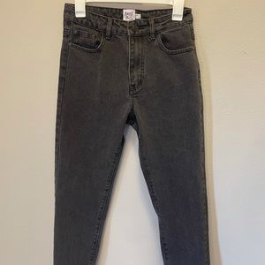 Black straight leg high waisted jeans